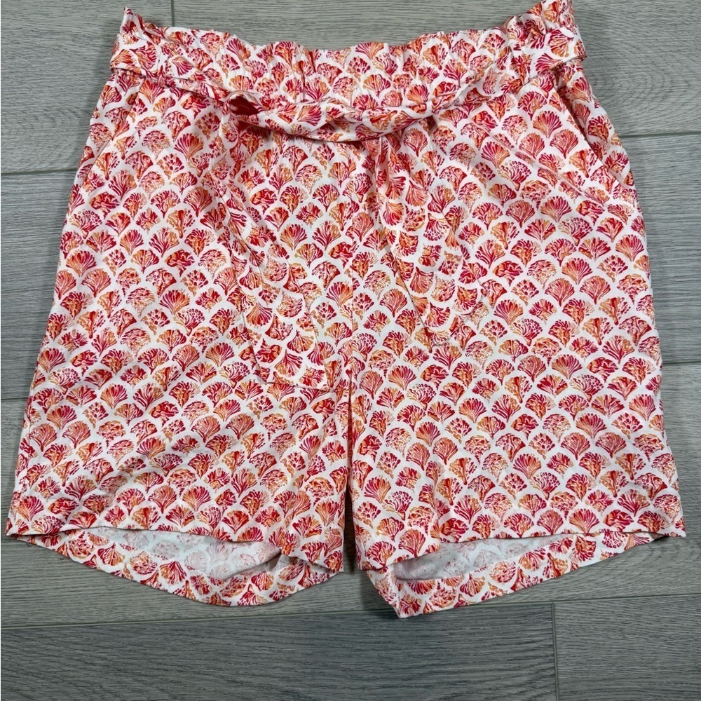 Stella Parker coral tie shorts size small beachy red and white tropical NWT